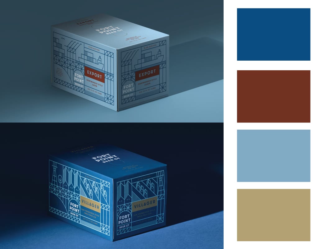 Fort Point Beer Company packaging. Pantone 2020 Color of the Year